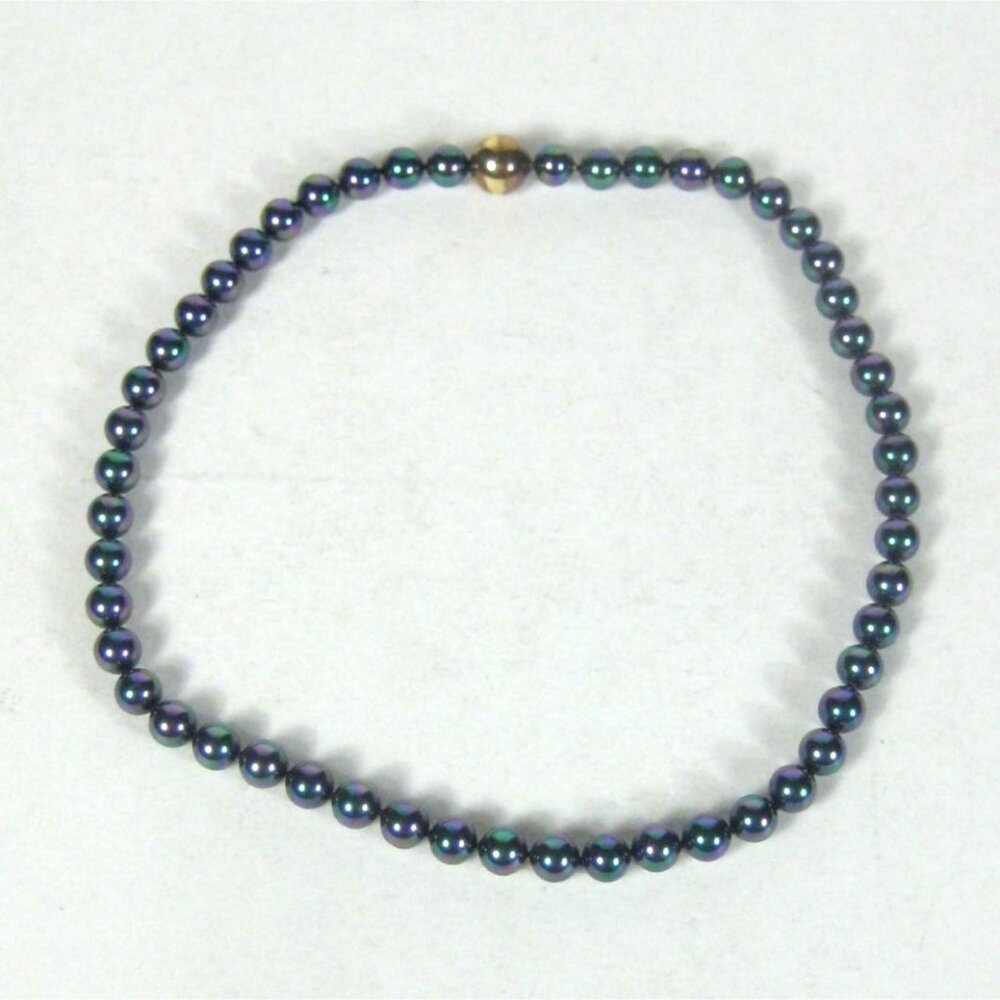 Peacock Colors Genuine Pearl Necklace Beaded Necklace 18 inch 8 mm Strand Bead